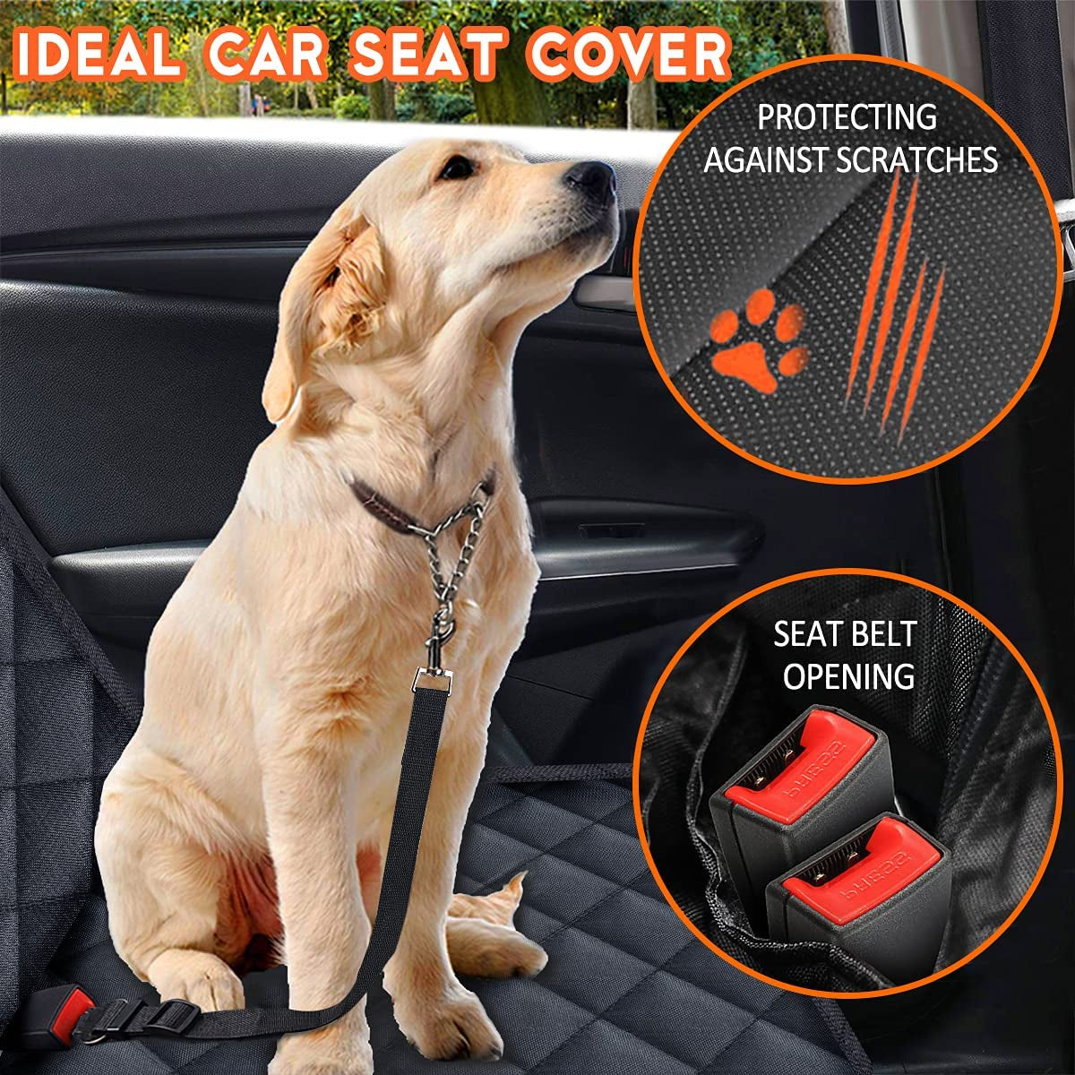 Ultimate Dog Car Seat Cover – Waterproof, Non-Slip, Scratch-Proof Back Seat Protector