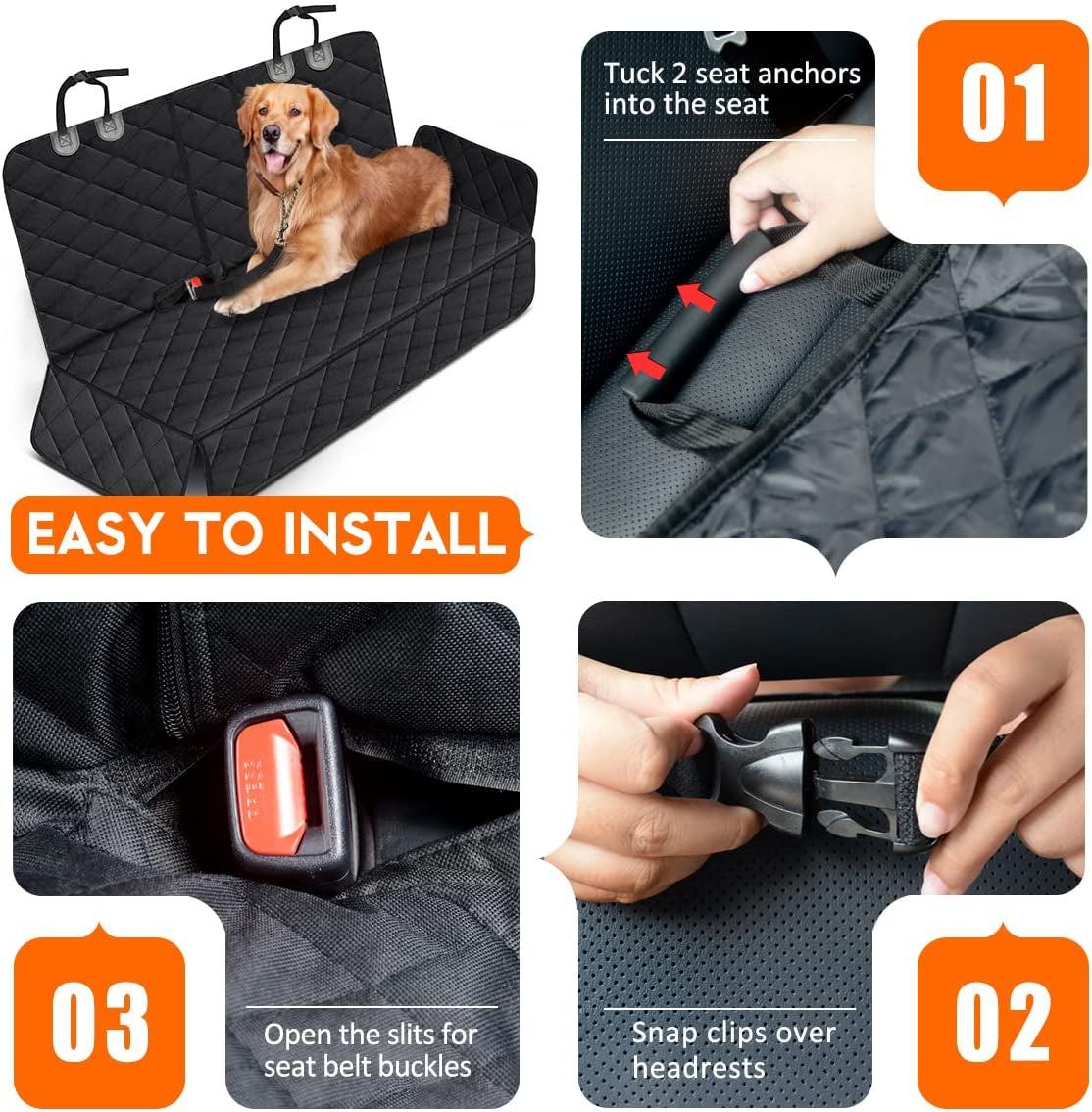 Ultimate Dog Car Seat Cover – Waterproof, Non-Slip, Scratch-Proof Back Seat Protector